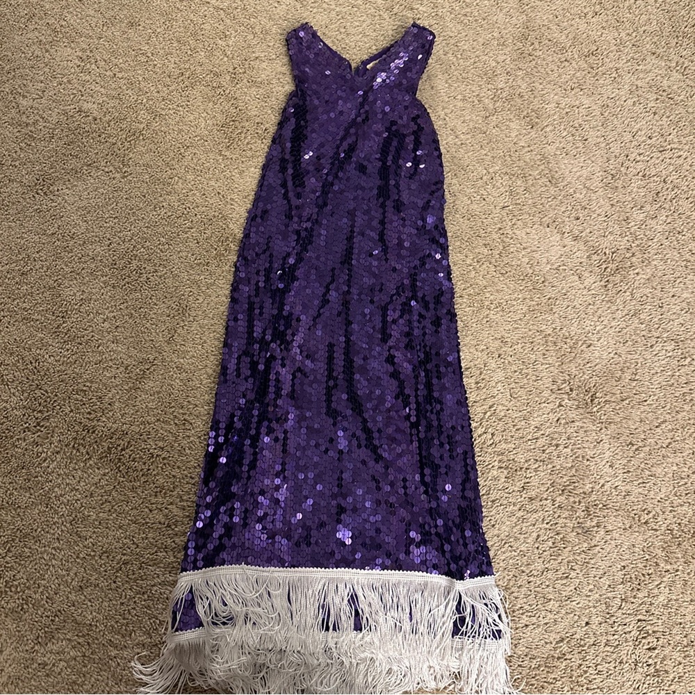 Beautiful Vintage De Oscar Collection Purple Sequins Dress Small